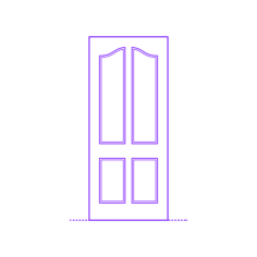 Buildings Exterior Doors Solid Entry Door Vertical 4 Panels Scroll Sketch Style Svg Vector, Free Vectors File